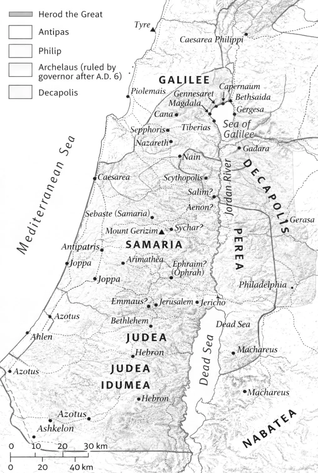 Kingdom of Herod the Great at his death c. 4 BC